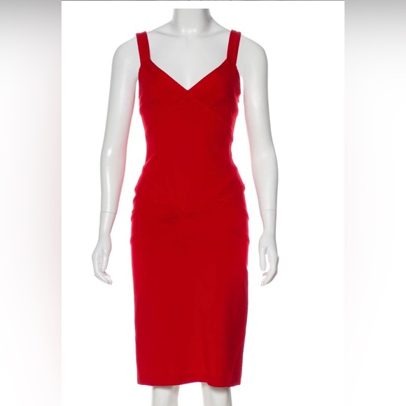 Diane Von Furstenberg Red Benny Bodycon Dress - Picture 3 of 10